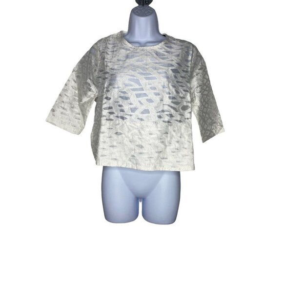 Sister Jane Women's Cross‎ Out Cropped Top White SZ M - Picture 1 of 7